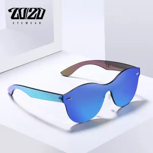 20/20 Round Flat Rimless Unisex Sunglasses Pc1603