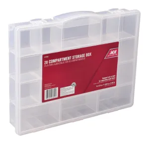 Ace 14-1/2 in. W X 2-11/16 in. H Storage Box Plastic 20 compartments Clear