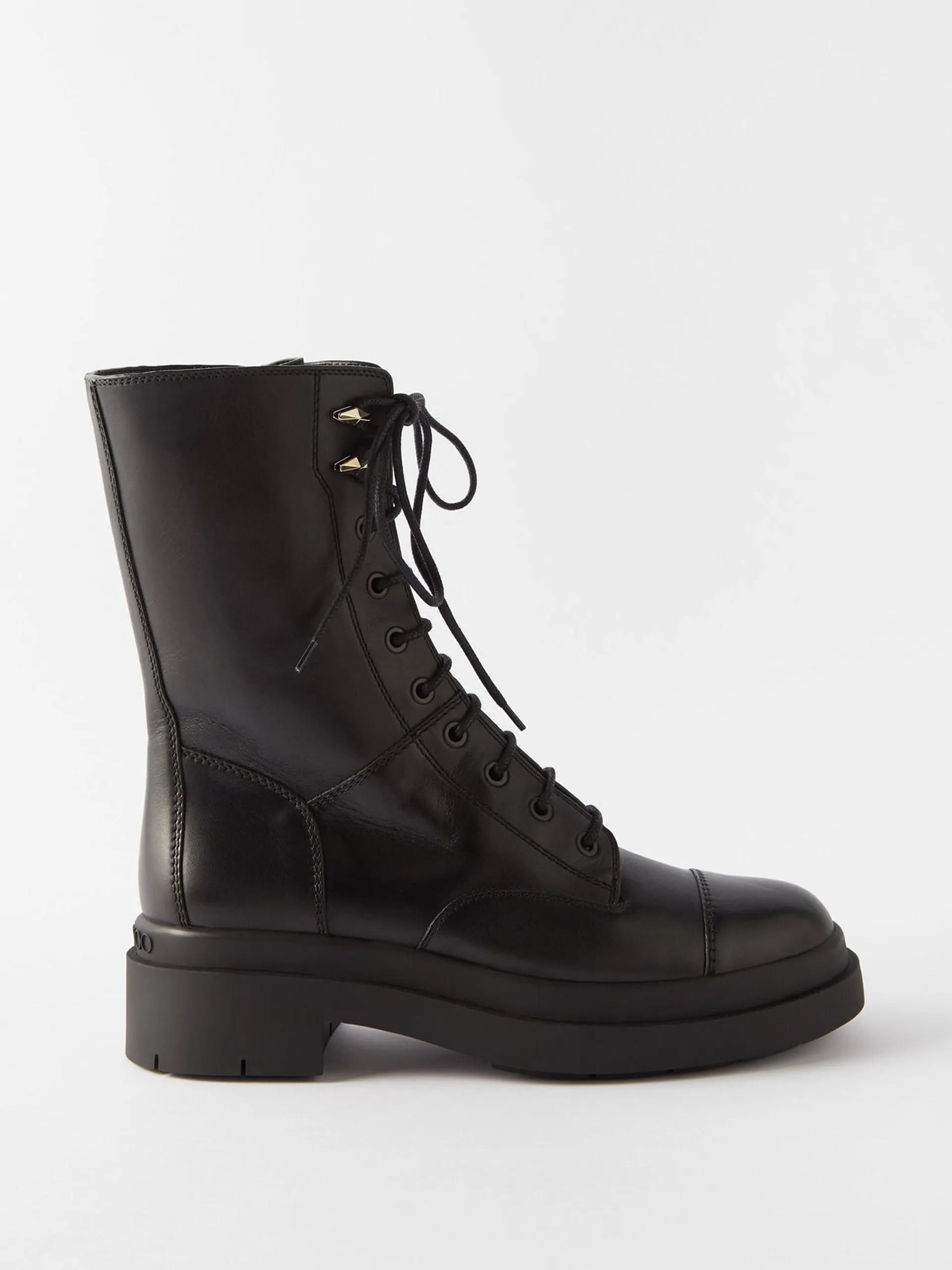 Black lace up leather boots