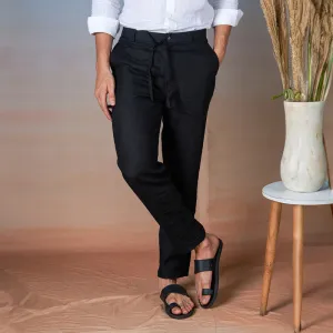 Black Linen Trouser Pants for Men