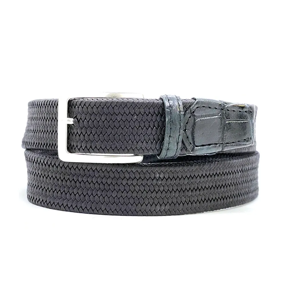 Black/Black Alligator Braided Belt