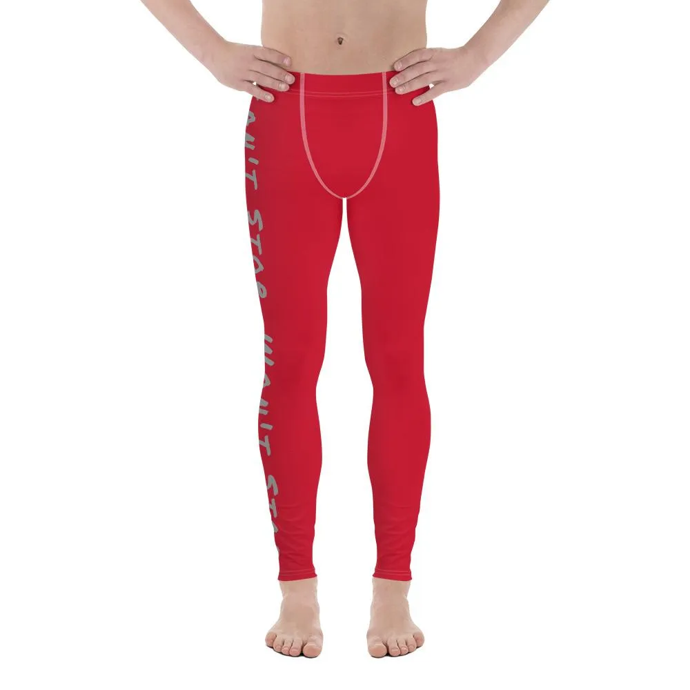 Can't Stop Men's Workout Leggings (Red)