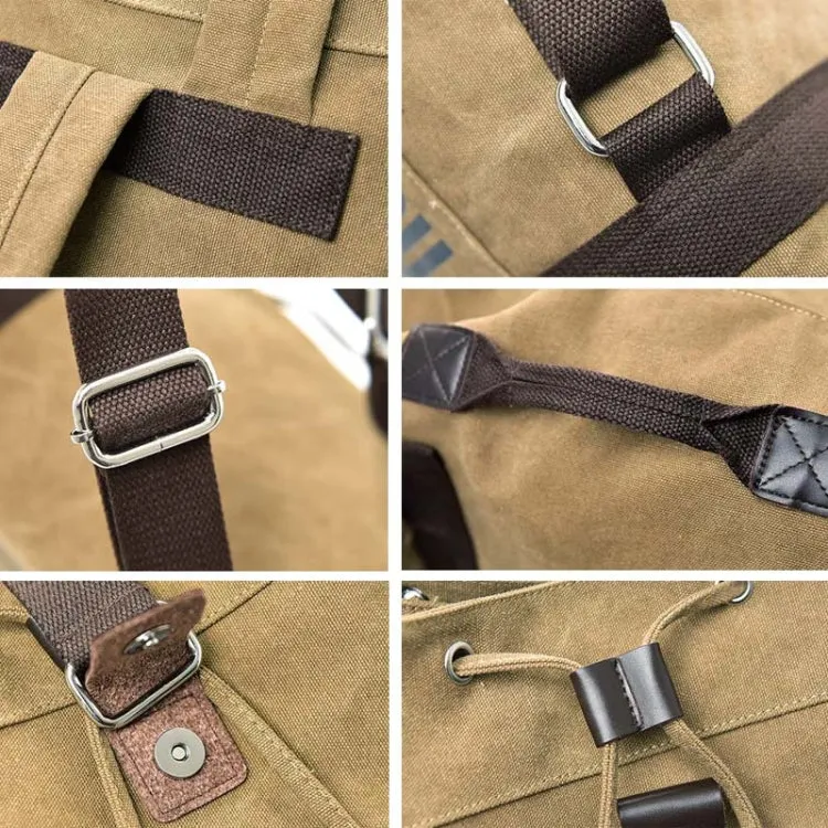 Casual Canvas Backpack Bucket Bag Computer Rucksack Travel Hiking Hand Bag, Size: Small Army Green