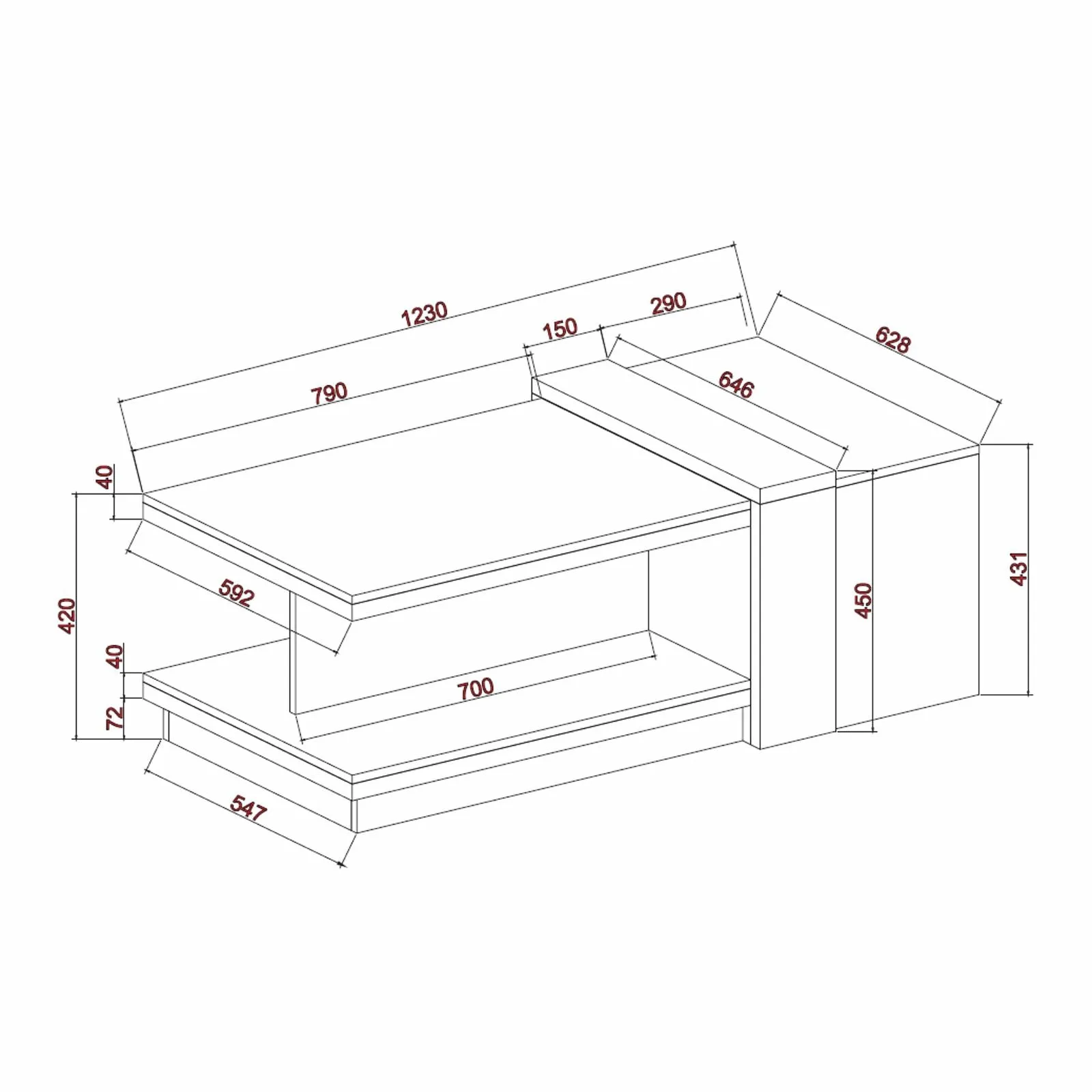 Duet Coffee Table Oak and White by Tauris™