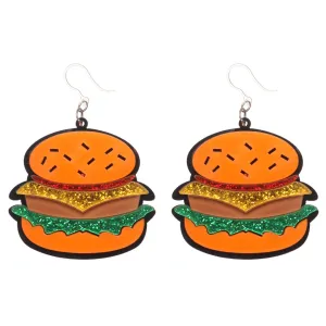 Exaggerated Burger Dangles Hypoallergenic Earrings for Sensitive Ears Made with Plastic Posts