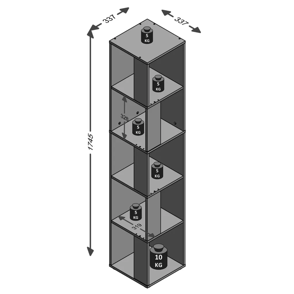 FMD Corner Shelf with 10 Side Compartments White