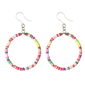 Heishi Bead Hoop Dangles Hypoallergenic Earrings for Sensitive Ears Made with Plastic Posts