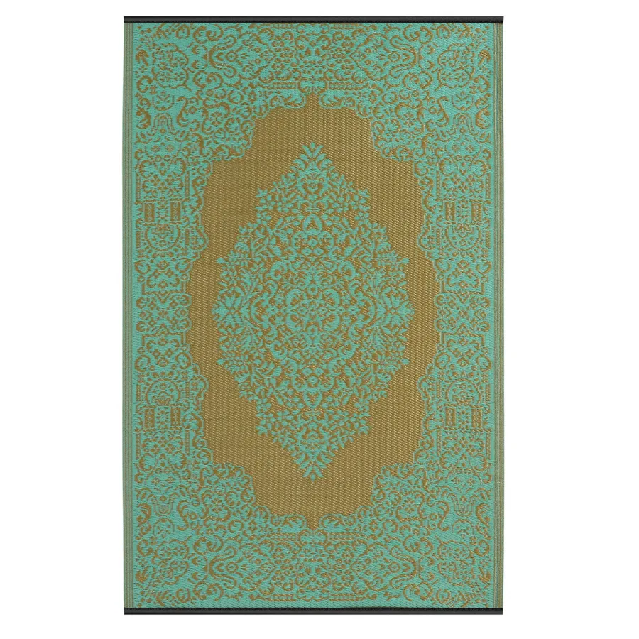 Istanbul Bronze and Aqua Traditional Outdoor Area Rug