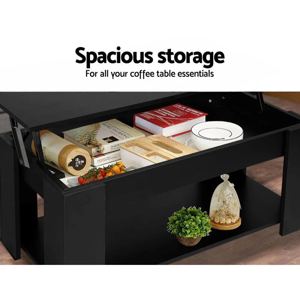 Lift Up Top Coffee Table Storage Shelf Black