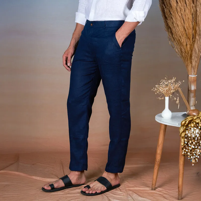 Linen Trouser Pants for Men | Navy Blue