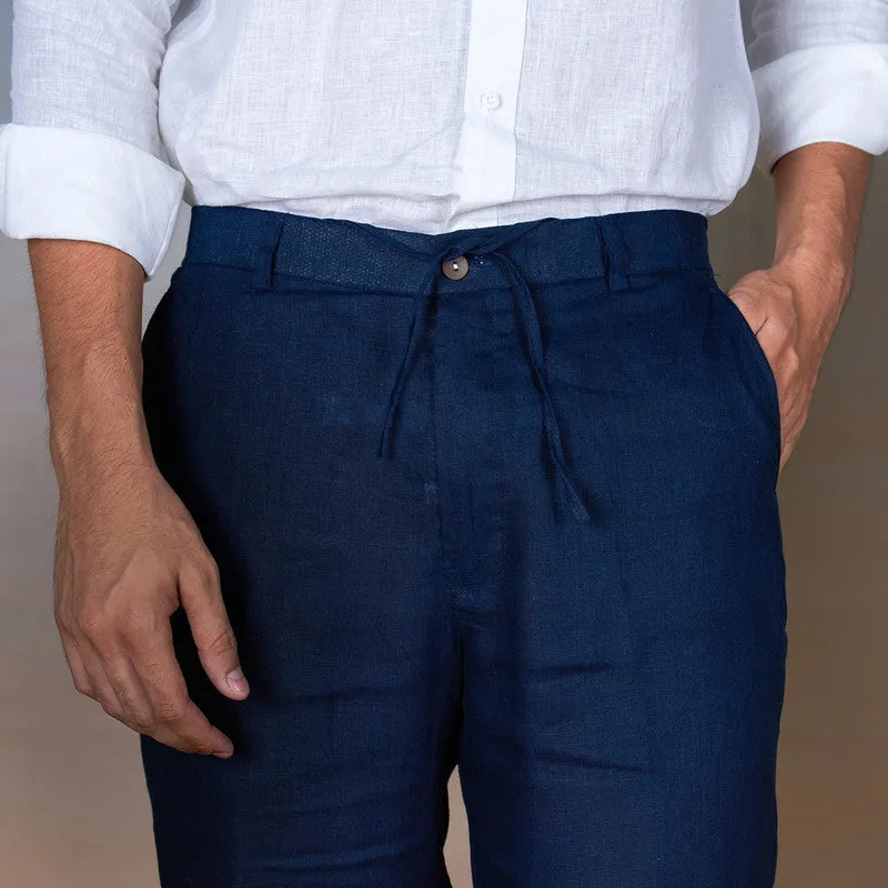 Linen Trouser Pants for Men | Navy Blue