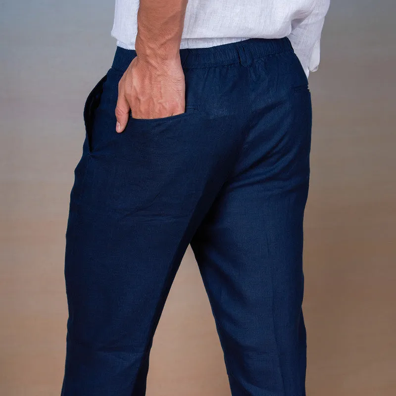 Linen Trouser Pants for Men | Navy Blue