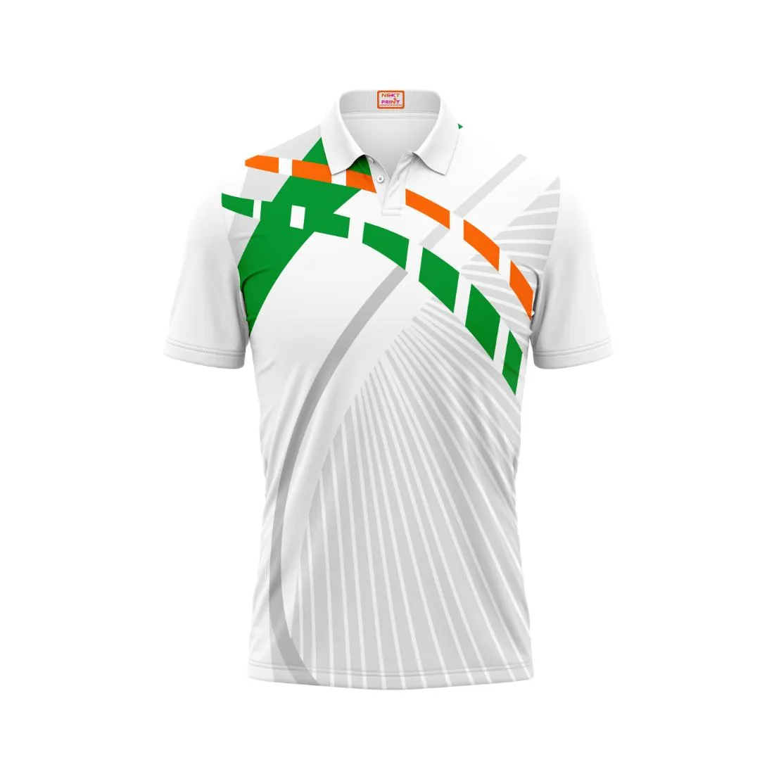 Next Print Customized Polo Neck White Jersey - Design 7