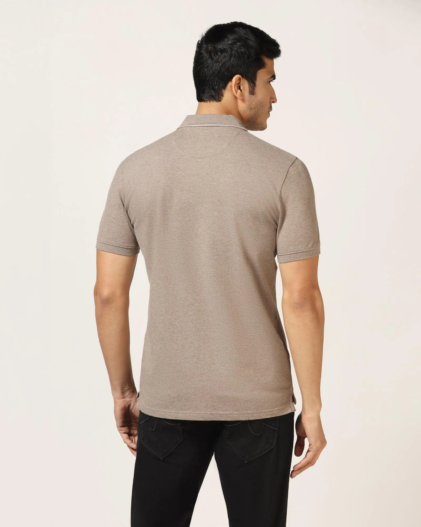 Polo Brown Melange Solid T-Shirt - Alec