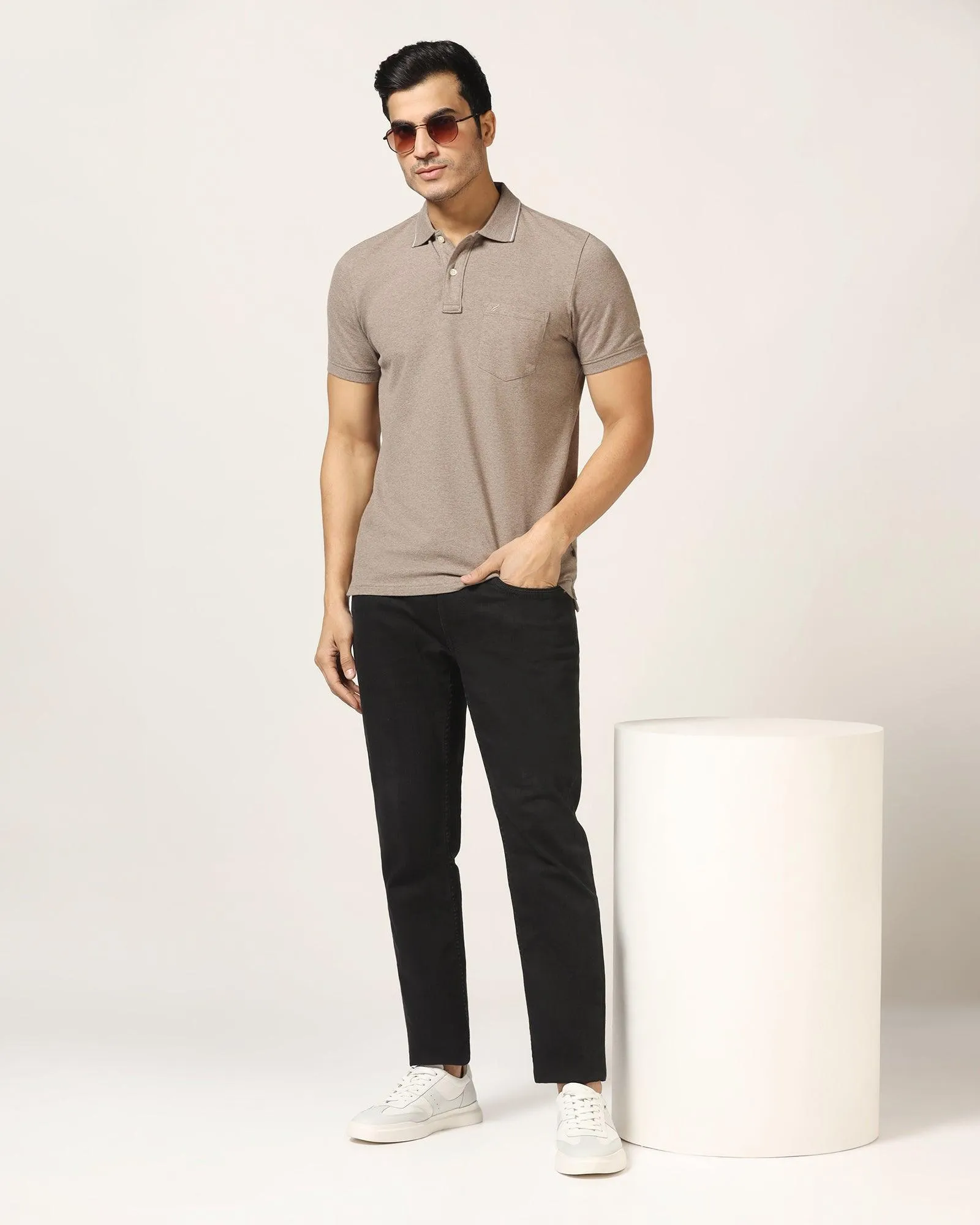 Polo Brown Melange Solid T-Shirt - Alec