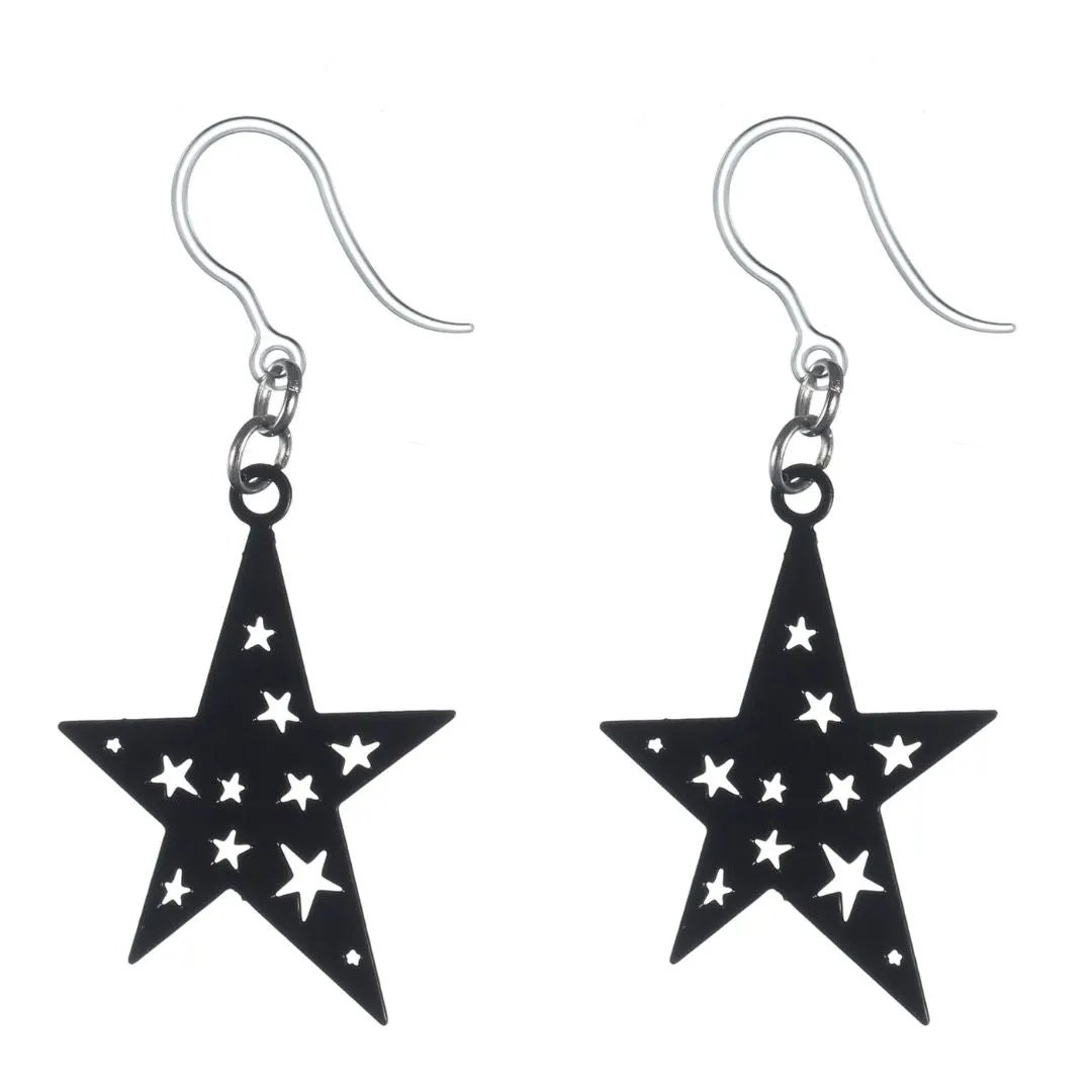 Punk Star Dangles Hypoallergenic Earrings for Sensitive Ears Made with Plastic Posts