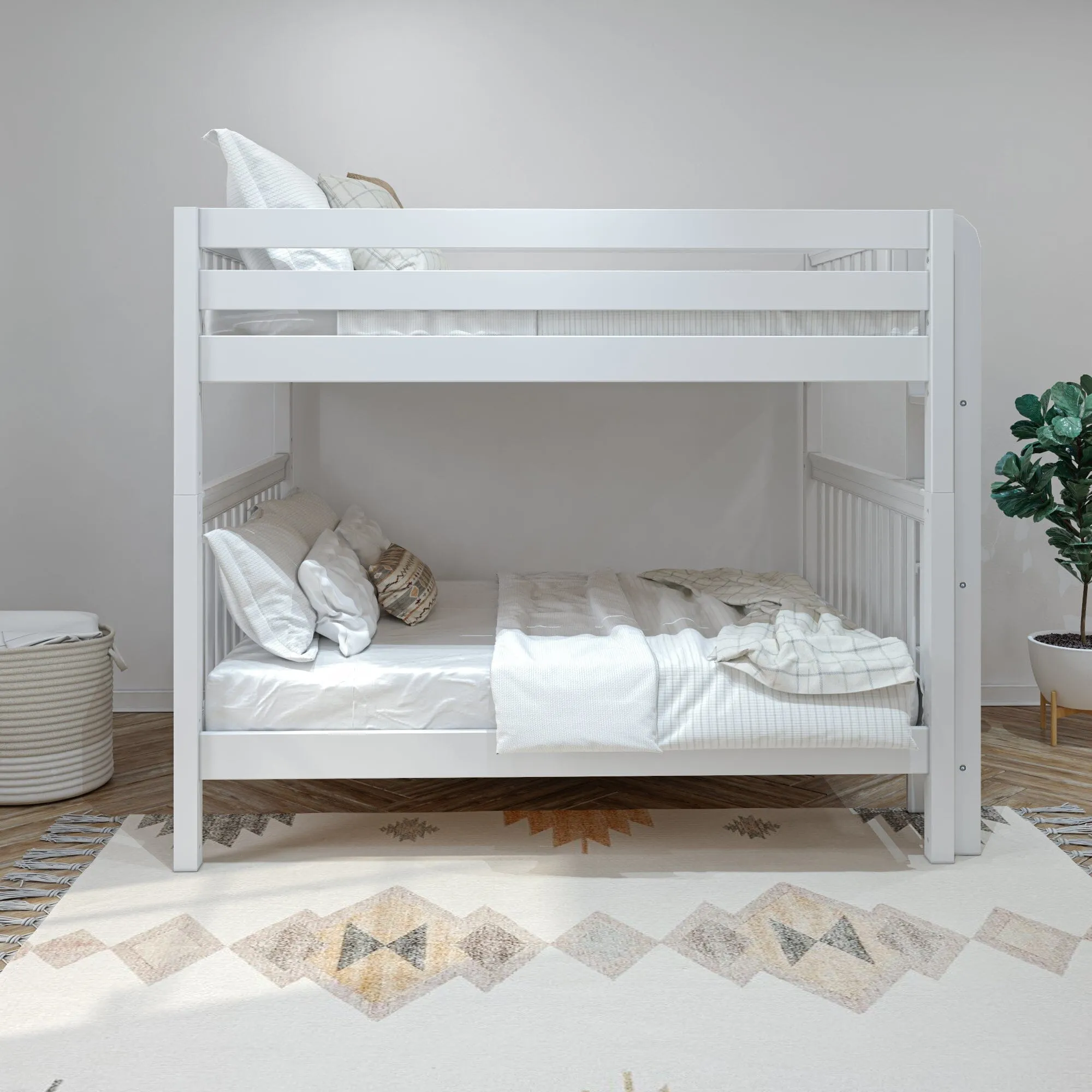 Queen High Bunk Bed with Straight Ladder on End