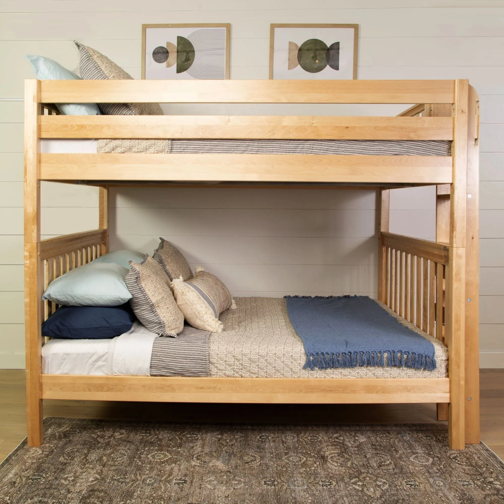 Queen High Bunk Bed with Straight Ladder on End