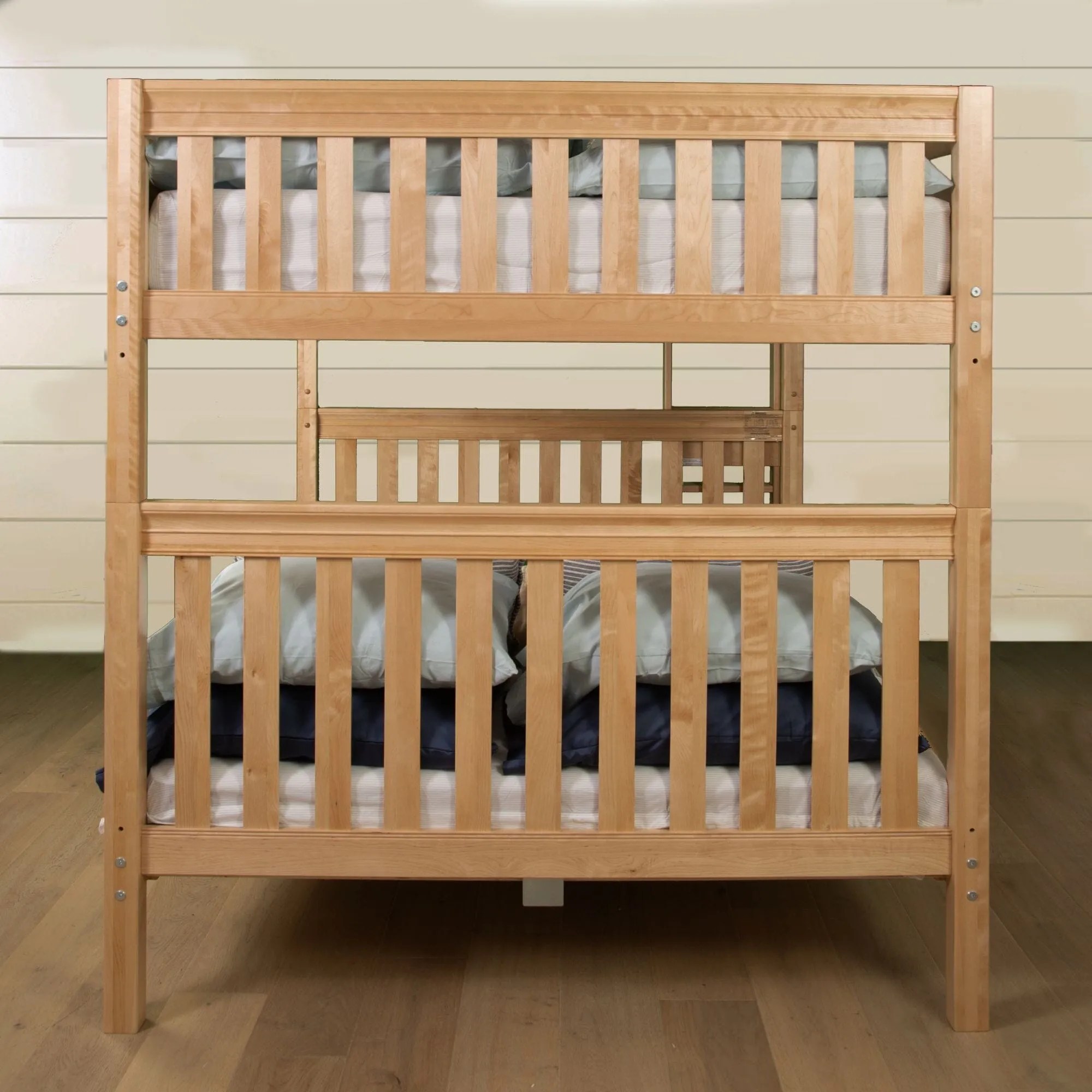 Queen High Bunk Bed with Straight Ladder on End