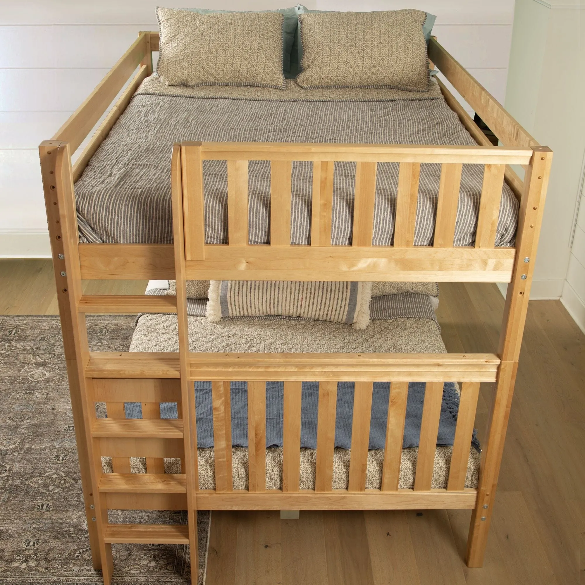 Queen High Bunk Bed with Straight Ladder on End