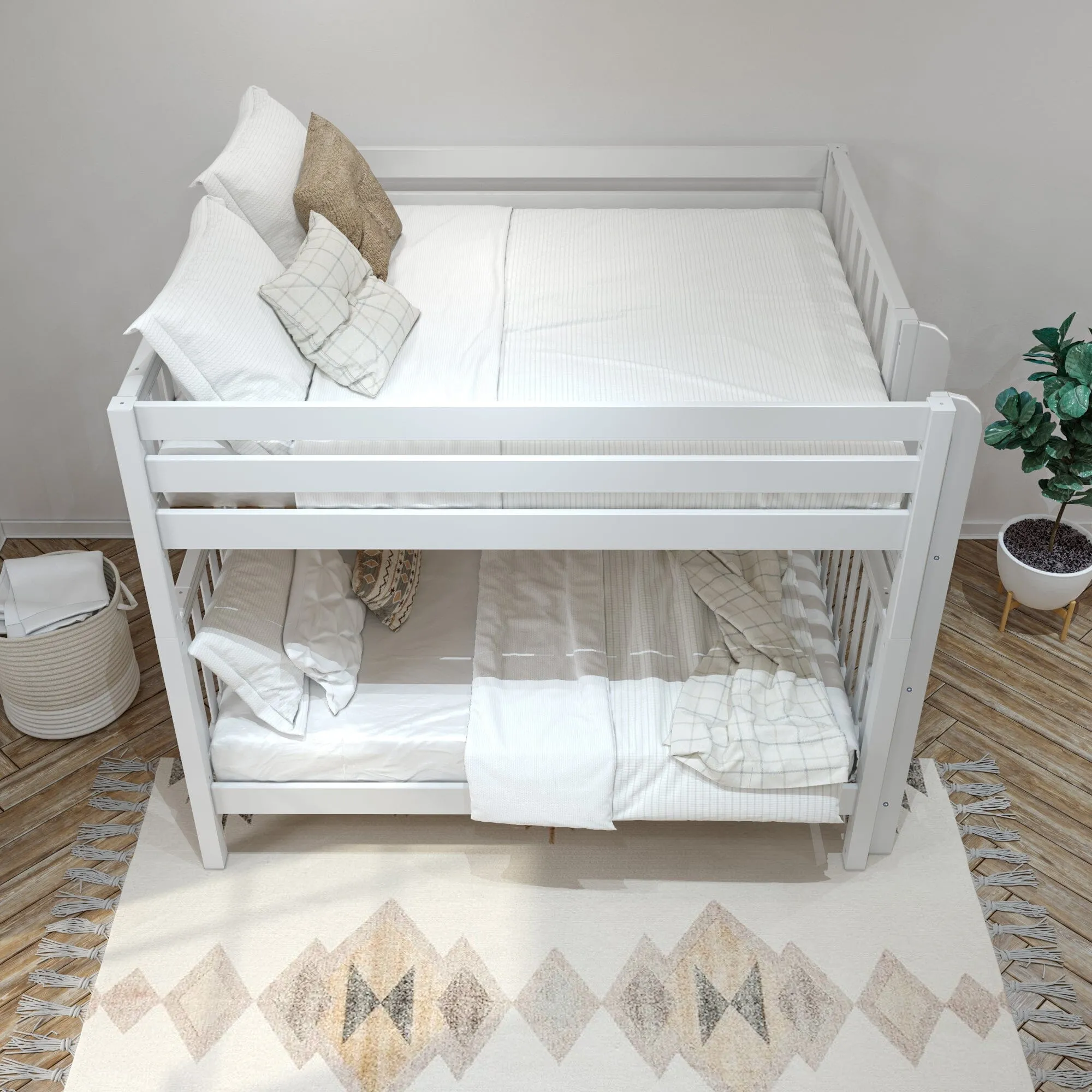 Queen High Bunk Bed with Straight Ladder on End