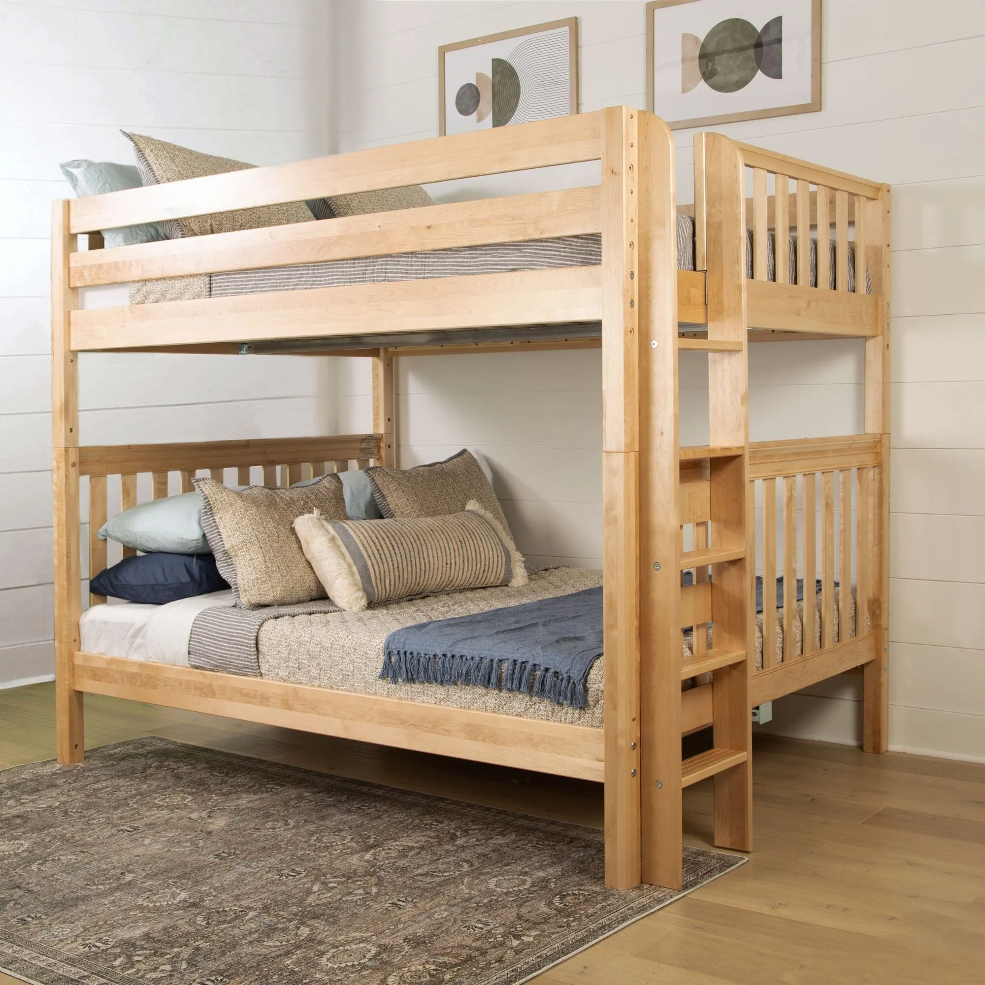 Queen High Bunk Bed with Straight Ladder on End