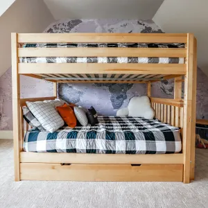 Queen High Bunk Bed with Straight Ladder on End