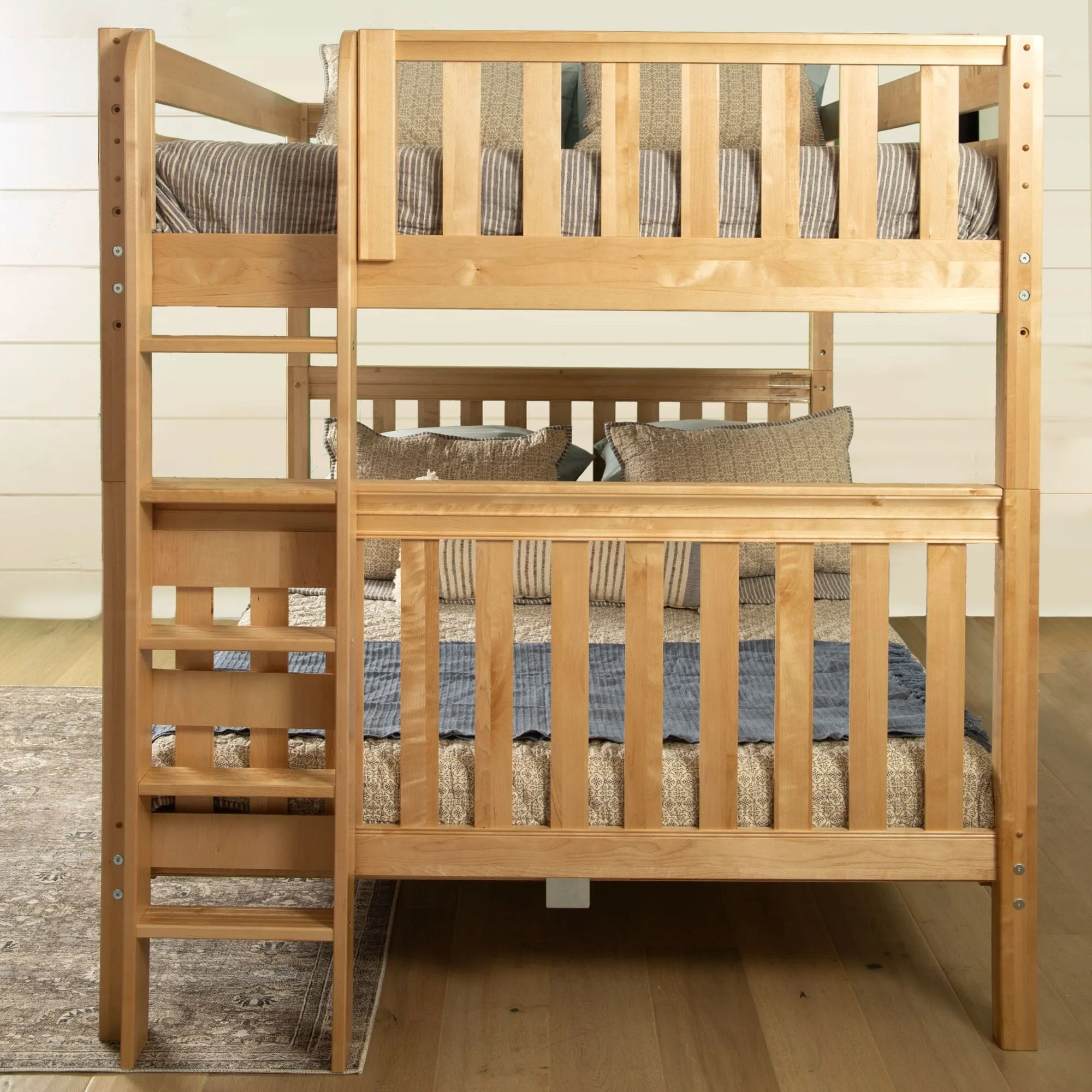 Queen High Bunk Bed with Straight Ladder on End