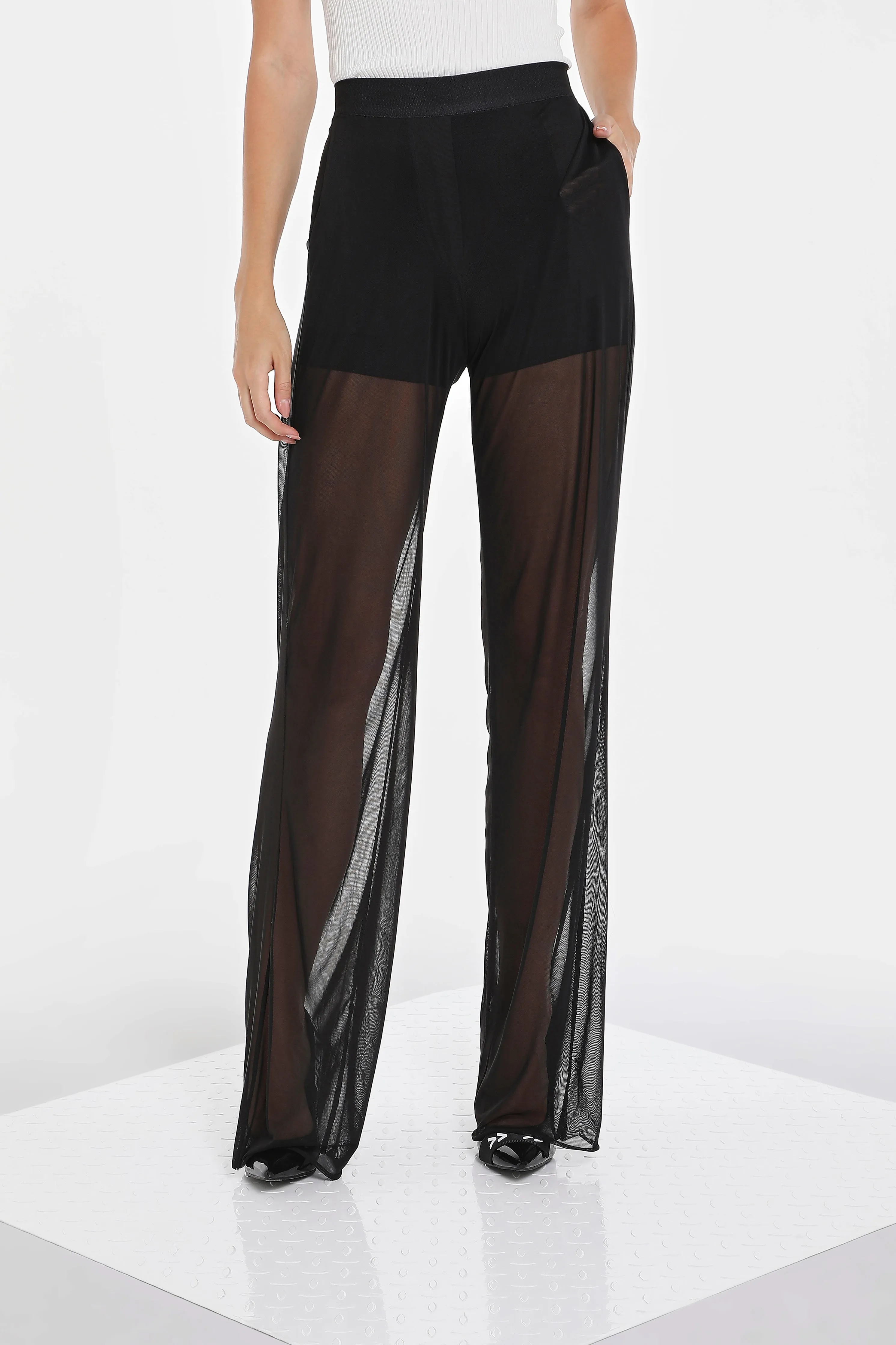 SHEER WIDE LEG PANTS