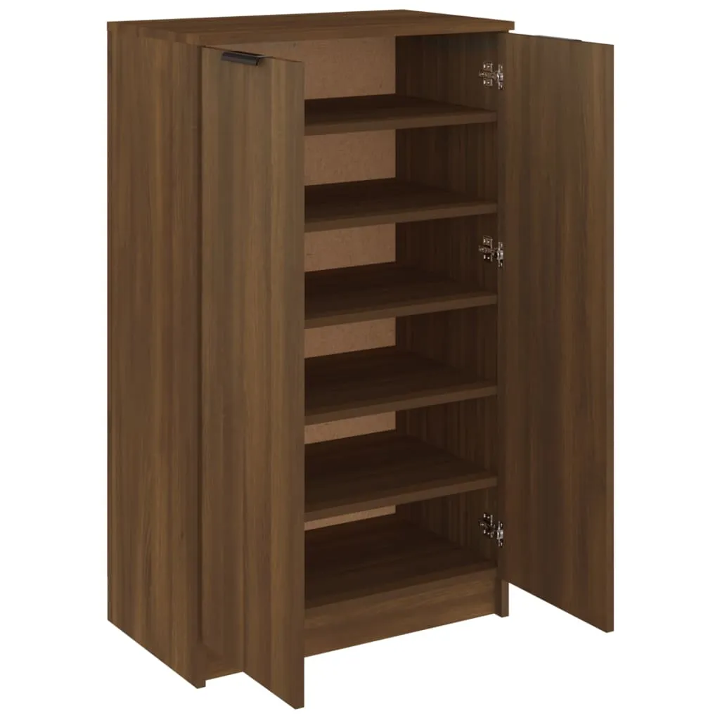 Shoe Cabinet Brown Oak 59x35x100 cm Engineered Wood