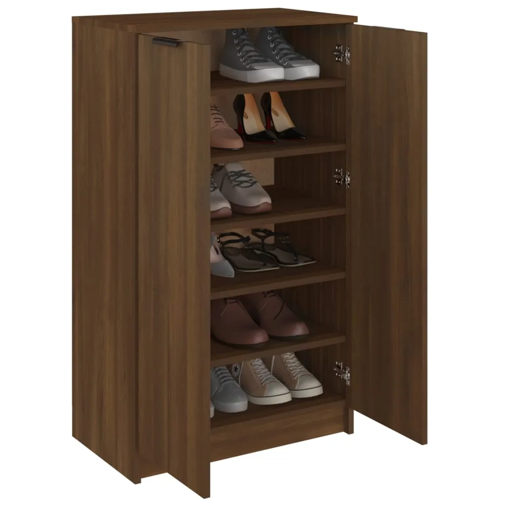 Shoe Cabinet Brown Oak 59x35x100 cm Engineered Wood