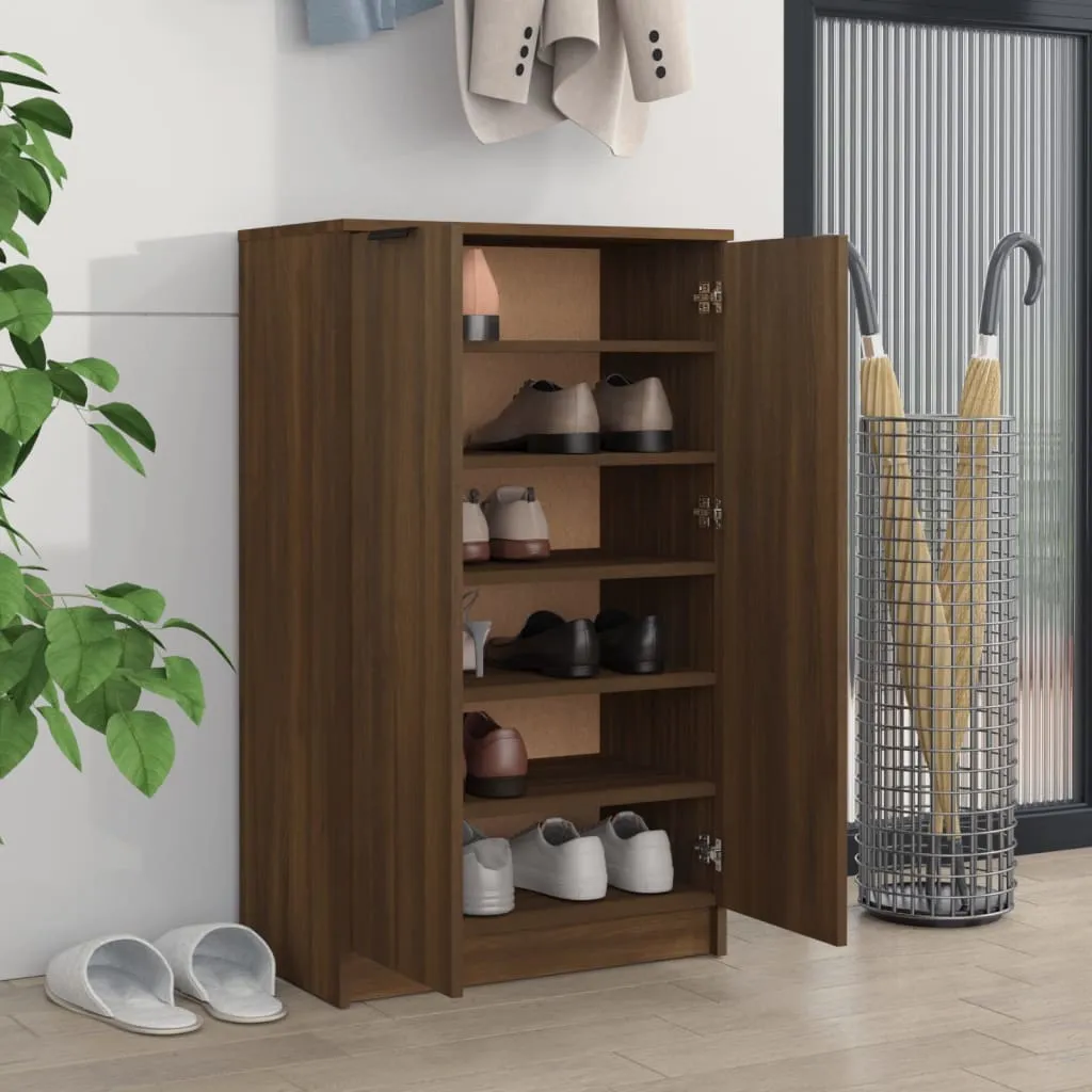 Shoe Cabinet Brown Oak 59x35x100 cm Engineered Wood