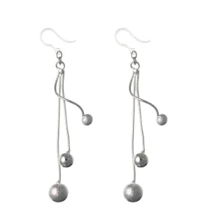 Spiral Silver Rope Balls Dangles Hypoallergenic Earrings for Sensitive Ears Made with Plastic Posts