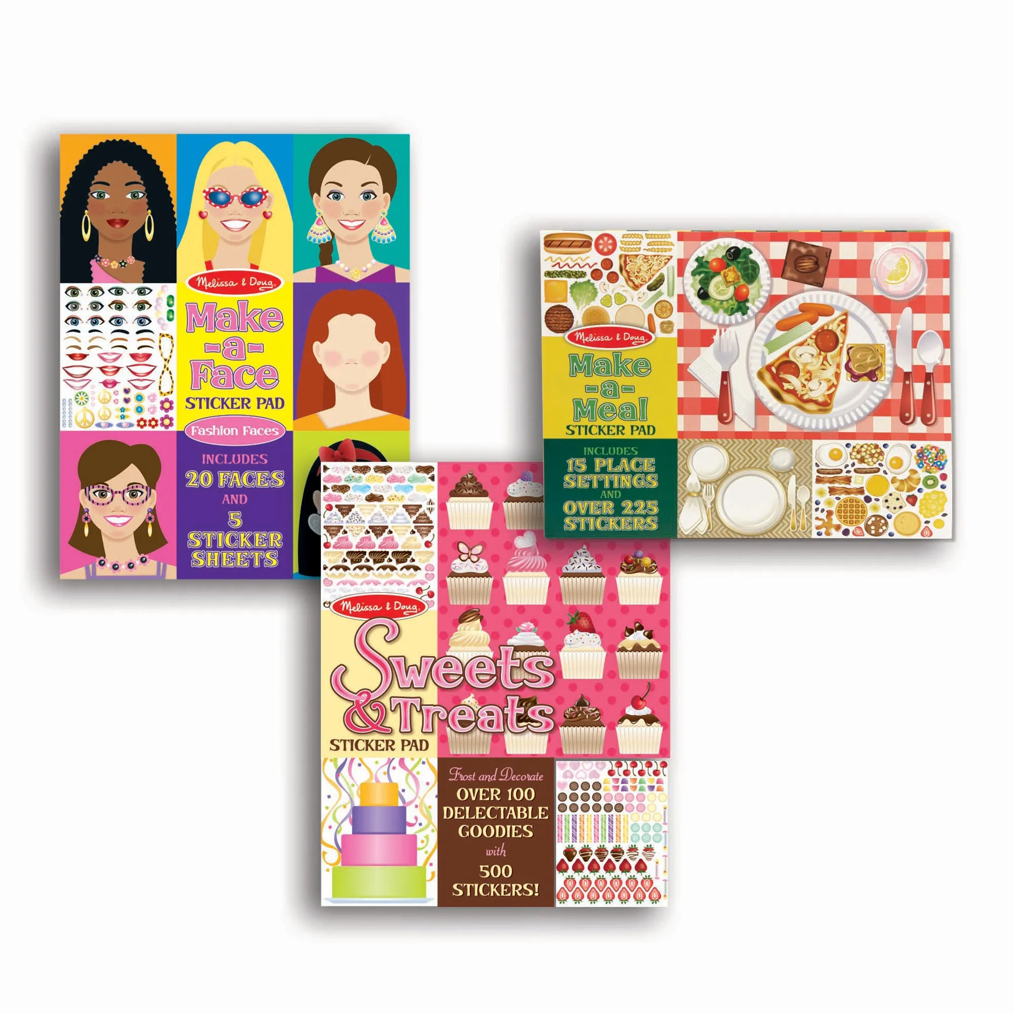 Sticker Pad 3-Pack: Sweets & Treats, Make-a-Face, Make-a-Meal