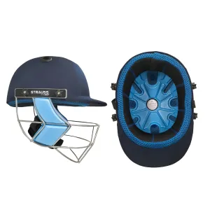 Strauss Cricket Helmet | Steel Grill | Edition: Step One | Size: Small | Age: 12-15yrs | Color: Blue | for Boys, Girls | Lightweight | Advance Protection | Leather Ball Cricket Helmet