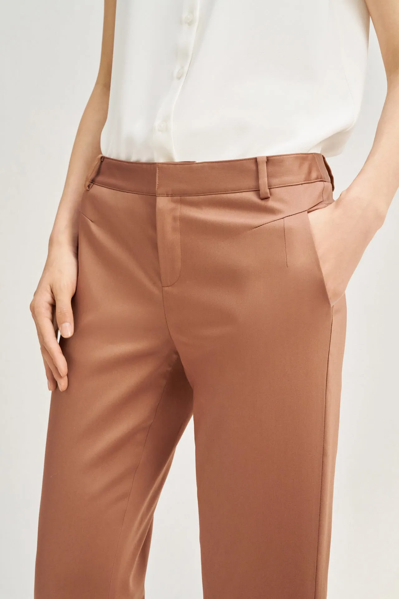 Stretchable Satin Ankle Skinny Pants