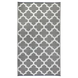 Tangier Grey and White Trellis Recycled Plastic Large Rug