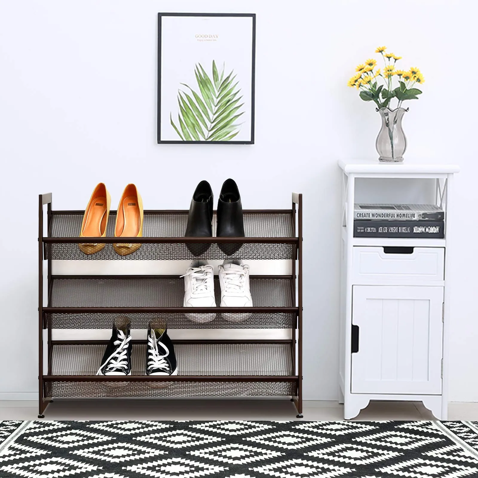 Tangkula Stackable Flat & Slant Adjustable Shoe Storage Stand