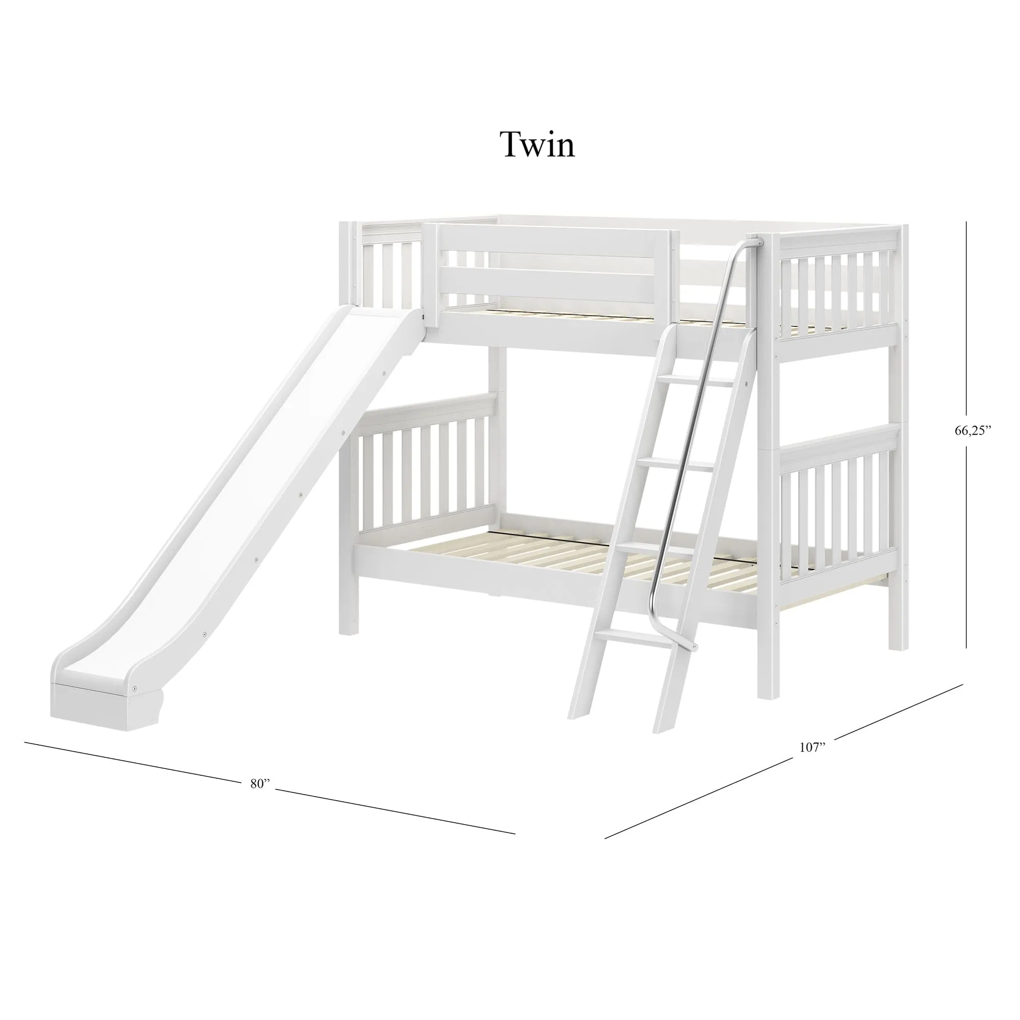 Twin Medium Bunk Bed with Ladder and Slide