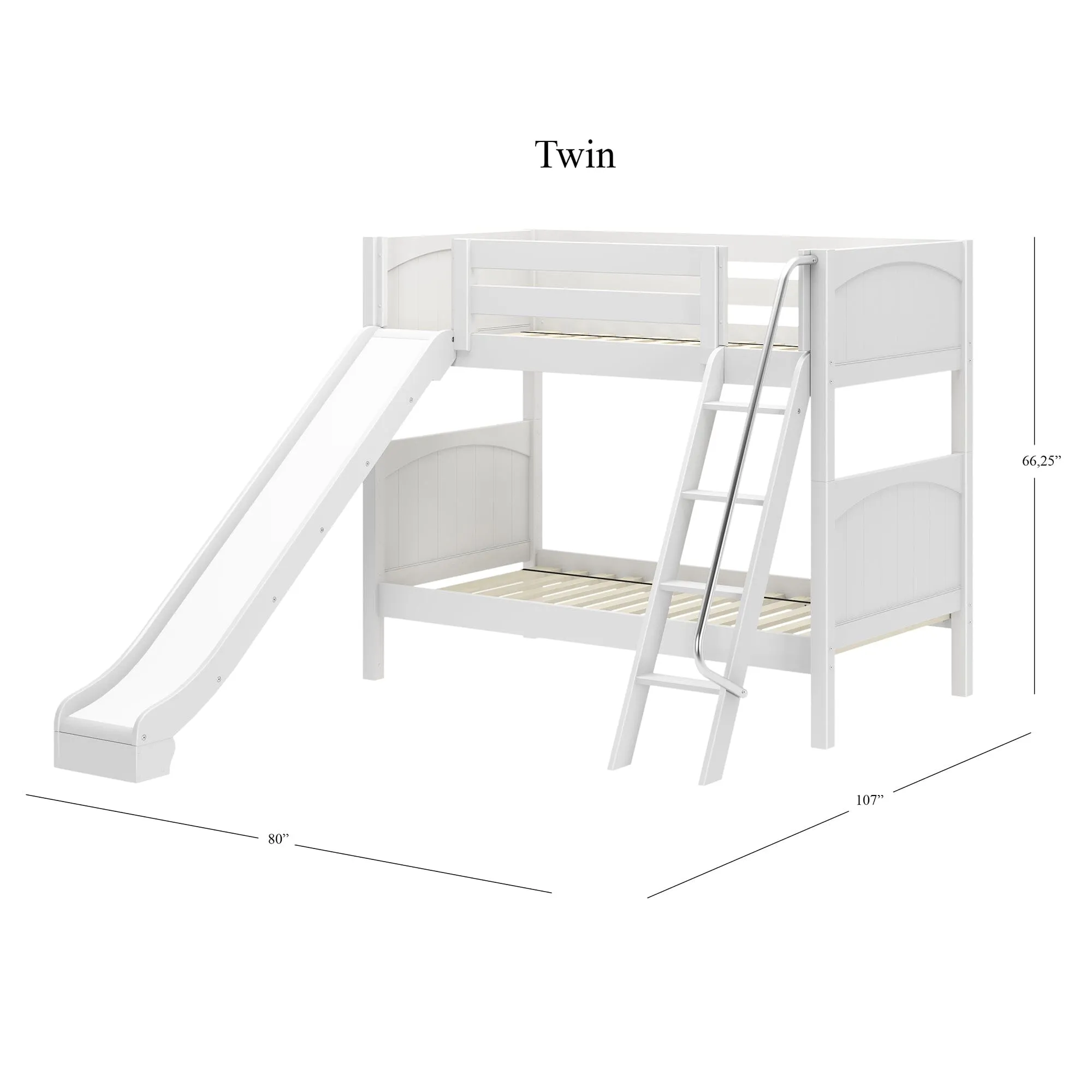 Twin Medium Bunk Bed with Ladder and Slide