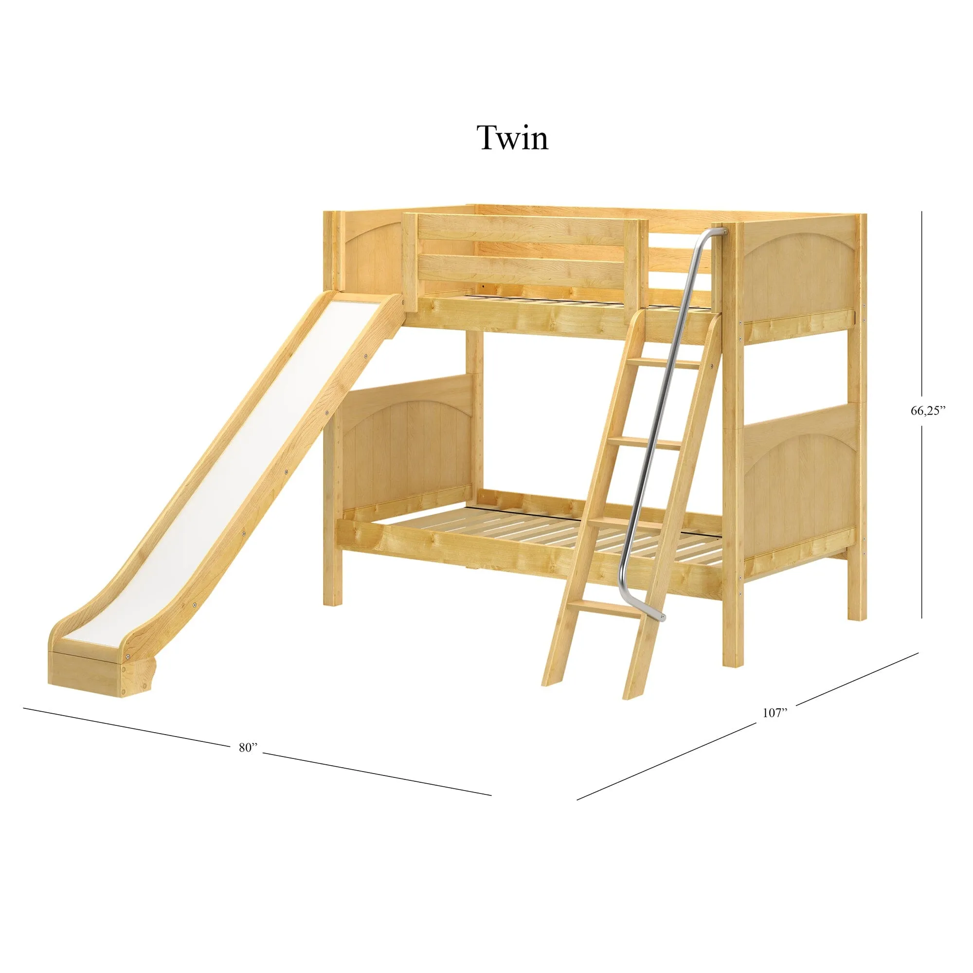 Twin Medium Bunk Bed with Ladder and Slide