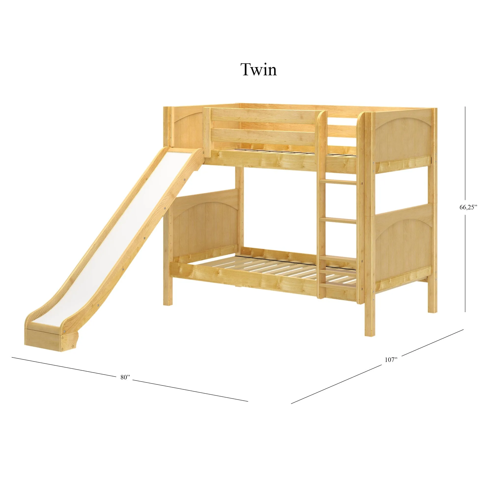 Twin Medium Bunk Bed with Ladder and Slide