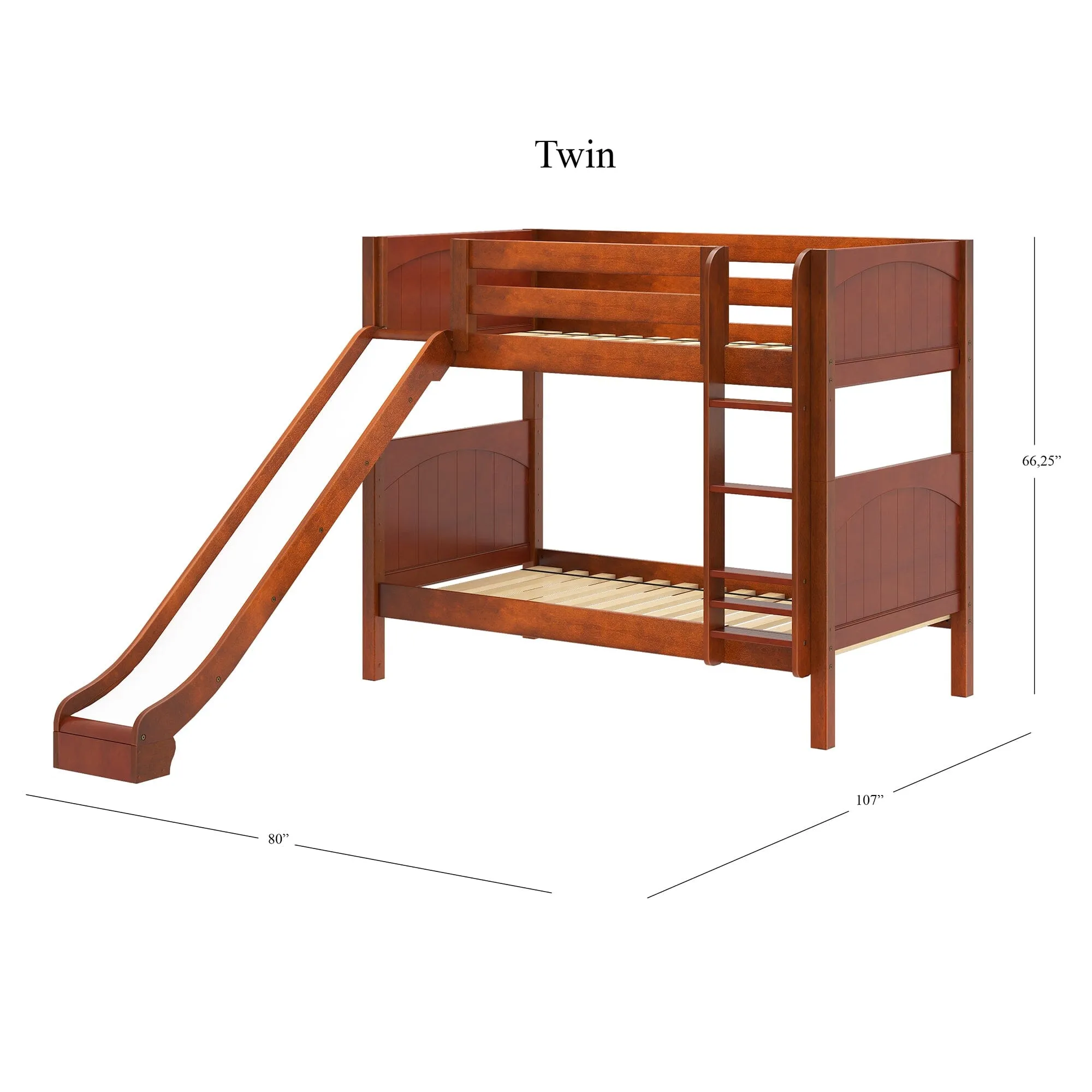 Twin Medium Bunk Bed with Ladder and Slide