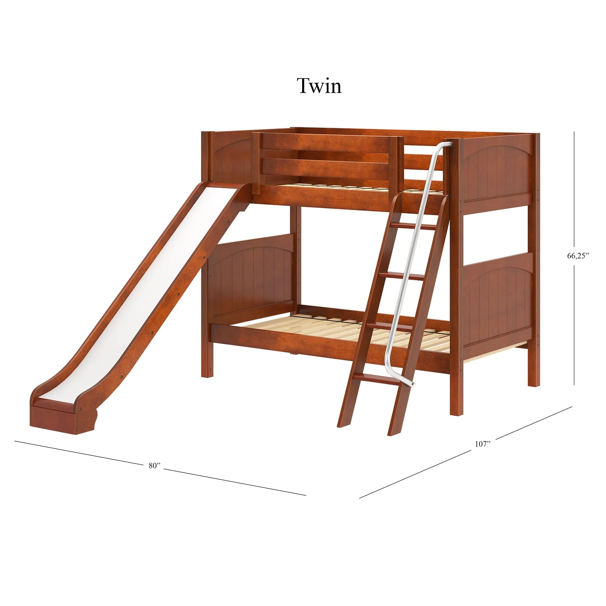 Twin Medium Bunk Bed with Ladder and Slide