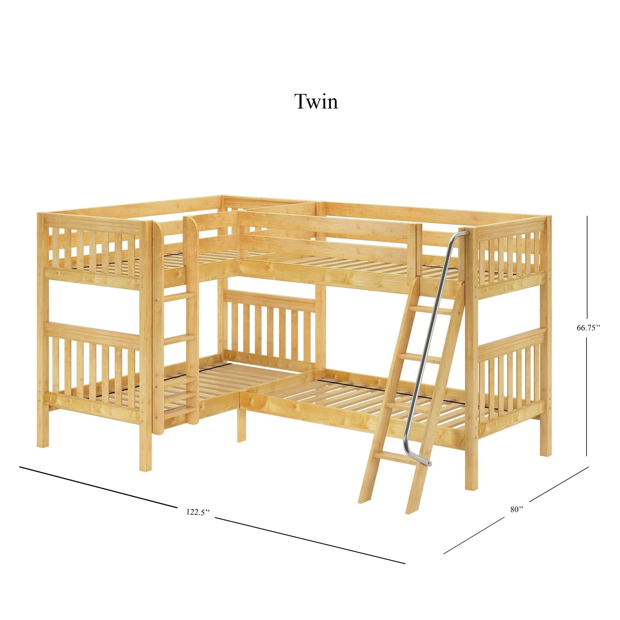 Twin Medium Corner Bunk with Straight Ladder and Angled Ladder