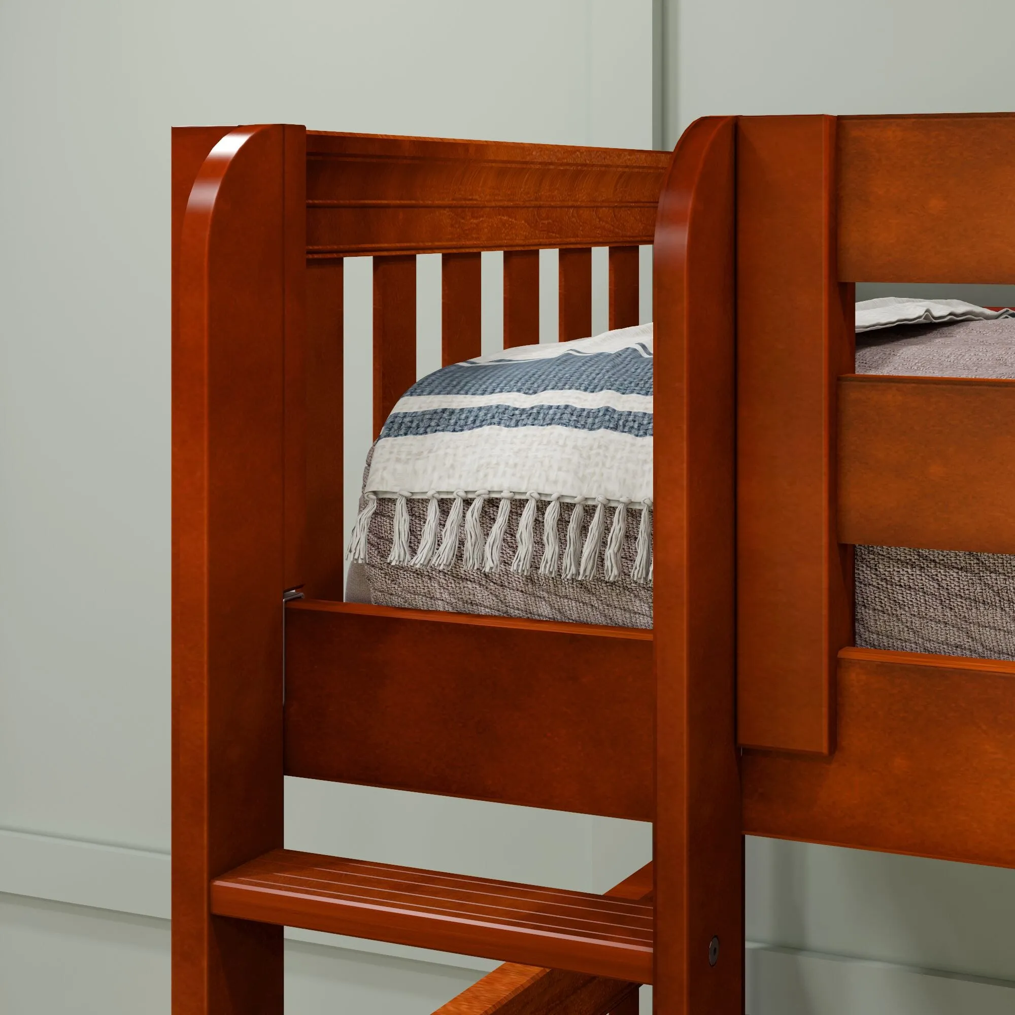 Twin Medium Corner Bunk with Straight Ladder and Angled Ladder