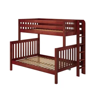 Twin XL over Full XL High Bunk Bed with Straight Ladder on End